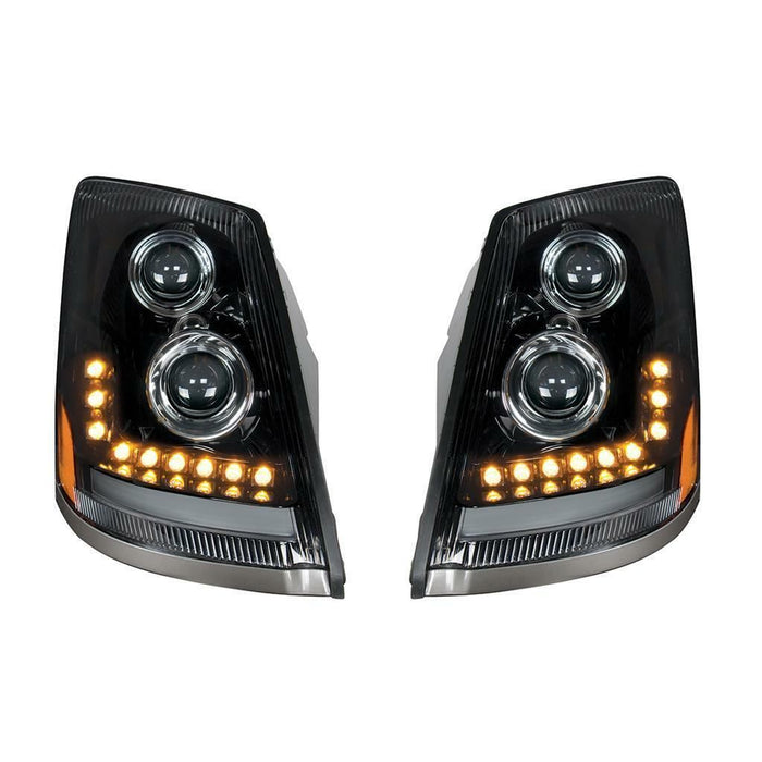 Black up-35789 "Blackout" LED Headlight W/LED Turn Signal & Position Light For 2003-2017 Volvo LIGHTING