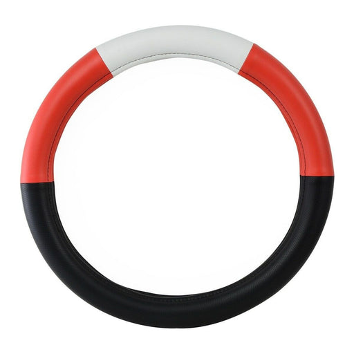 Chocolate 54038 Universal steering wheel cover 18" HALF BLACK W/RED/WHITE/RED #54038 steering wheel