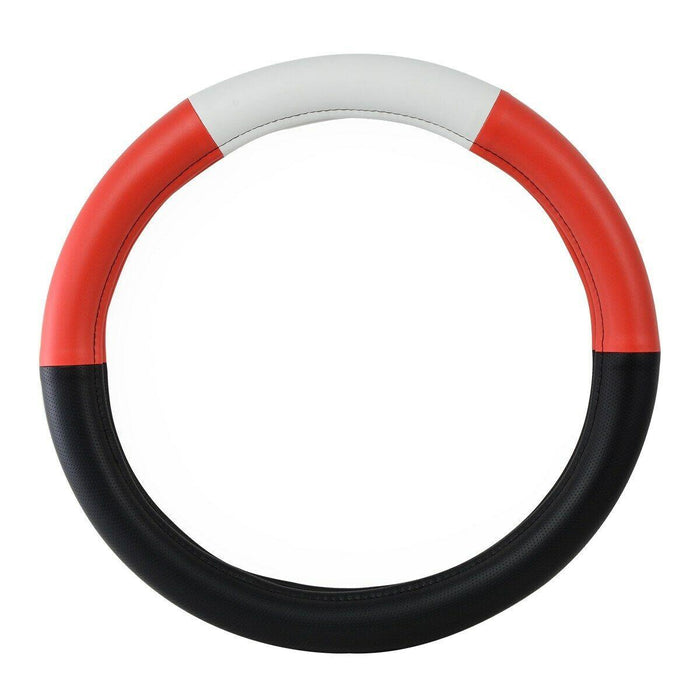 Chocolate Universal steering wheel cover 18" HALF BLACK W/RED/WHITE/RED #54038 steering wheel