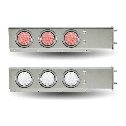 Gray stainless steel mudflap hanger red/white reverse lights 4" 3 3/4" new tu-9209l3
