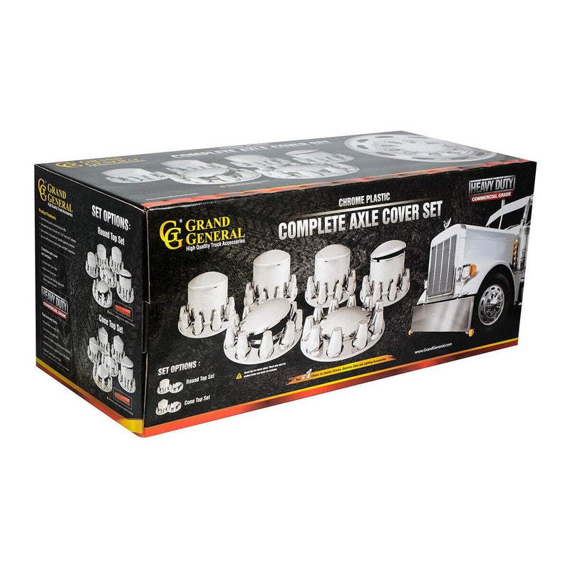 Chrome hub cover axle kit 1 1/2" truck push on semi front rear set universal #40234 UNIVERSAL Light Gray