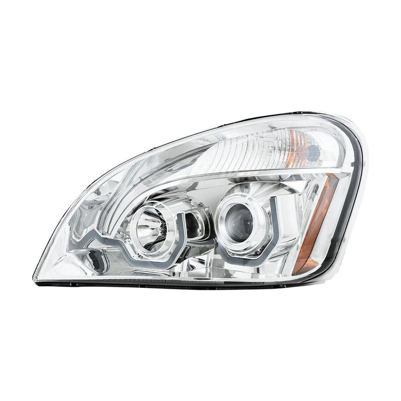 89400 - 89401 PAIR FREIGHTLINER CASCADIA CHROME PROJECTOR HEADLIGHT W/WHITE LED RUNNING LIGHT HEADLIGHT Light Gray