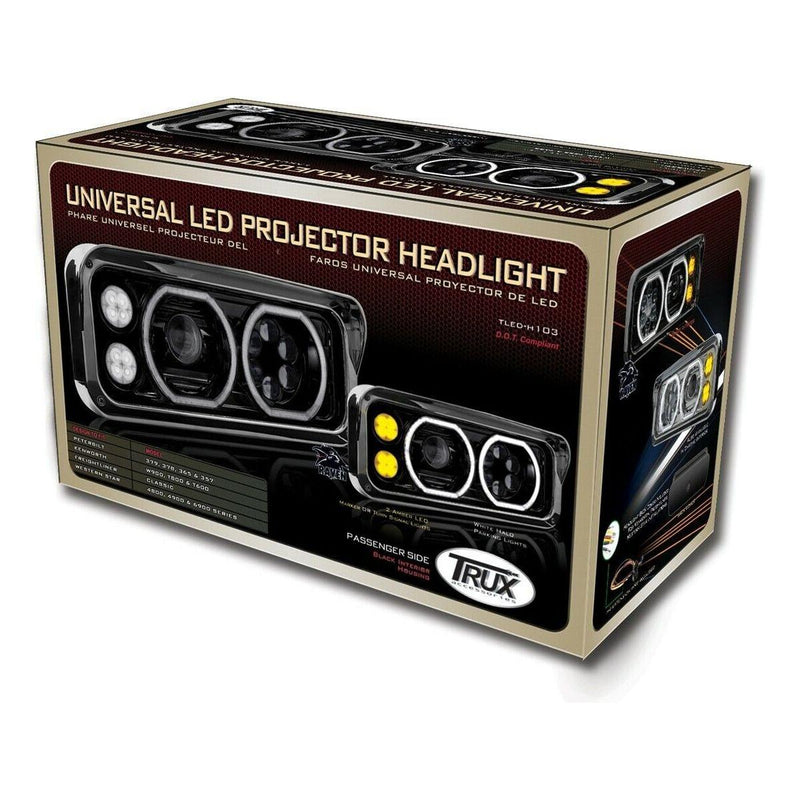 Trux 4x6" Universal LED Projector Headlights Assembly (CHOOSE SIDE) 4"X6" HEADLIGHT Driver's Side,Passenger's Side Gray