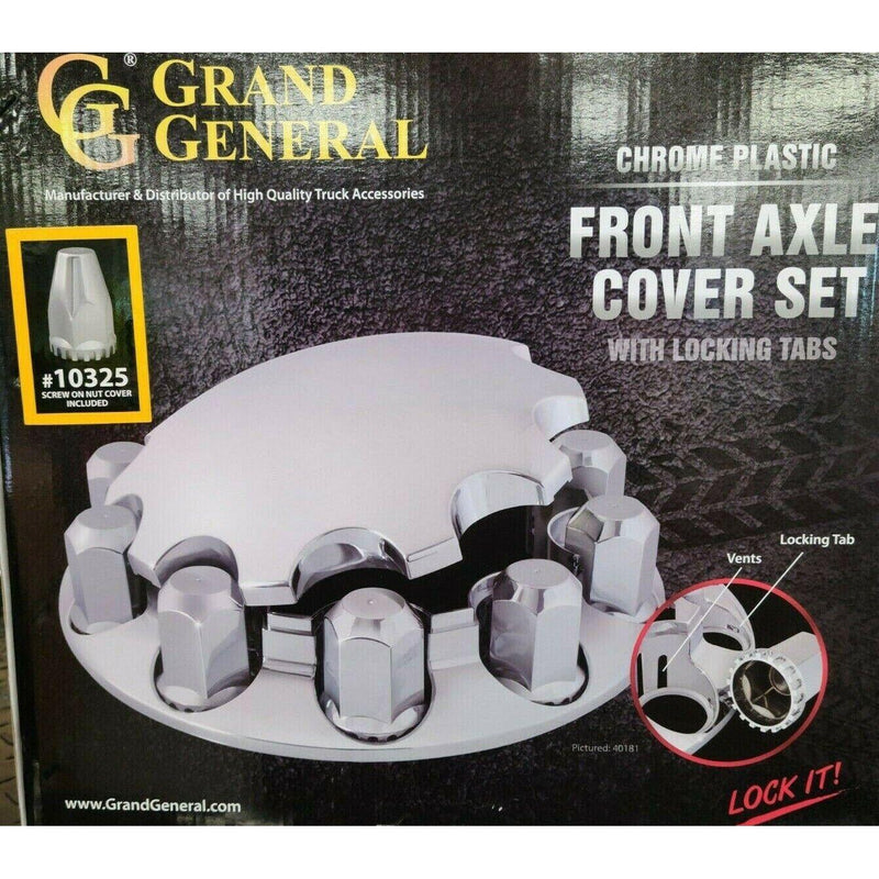 chrome hub cover axle 33mm locking nuts w/cooling vents #40180 UNIVERSAL Gray