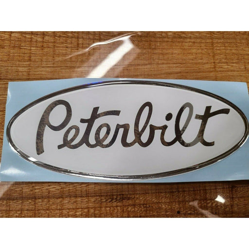 Custom Peterbilt Emblem Decal Replacements Made In The USA (Choose Color) Emblems White/Chrome Dark Gray