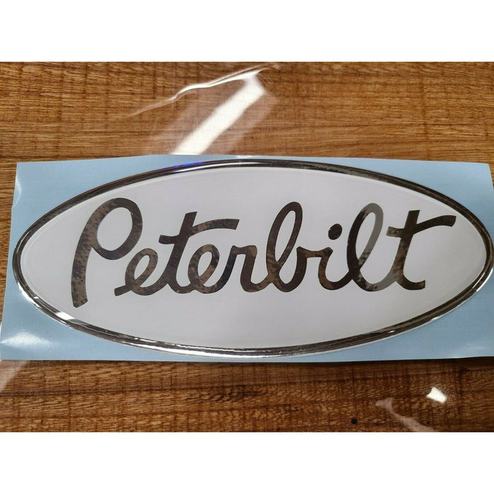 Dark Gray Custom Peterbilt Emblem Decal Replacements Made In The USA (Choose Color) Emblems White/Chrome