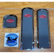billet aluminum Peterbilt 379 389 359 foot pedals with rubber insert red logo #RZ-PS3-PB-DEC red FOOT PEDALS Dark Slate Gray