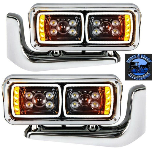 Black All LED blackout Peterbilt 389 379 Headlights Full Assembly w/Mounting Arms (sold individually) HEADLIGHT DRIVER SIDE,PASSENGER SIDE
