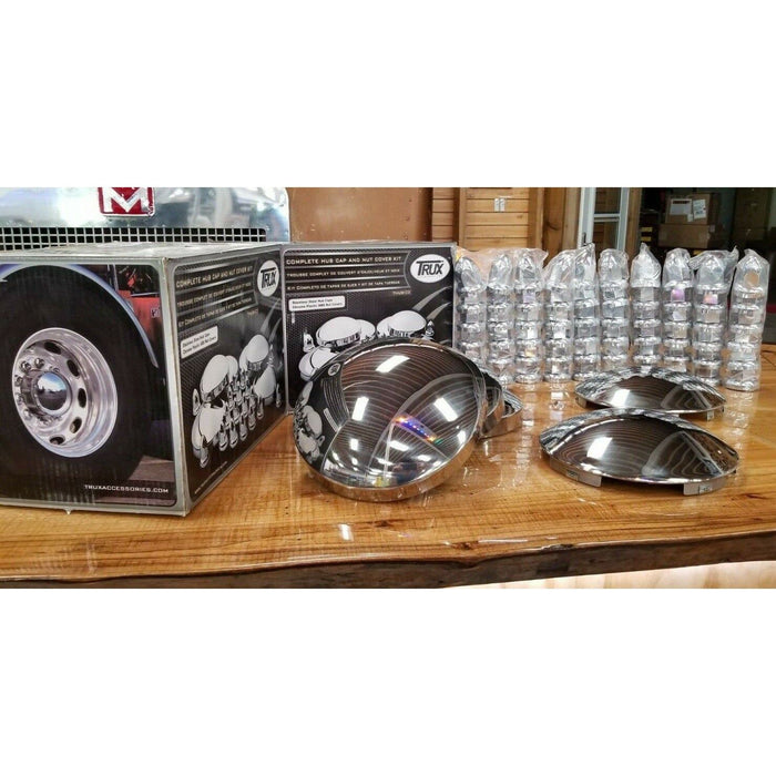 Dim Gray THUB-C3 Complete Hubcap & Nut Cover Kit – 33mm Push On Nut Covers | Dome Hubcaps | Stainless Steel UNIVERSAL