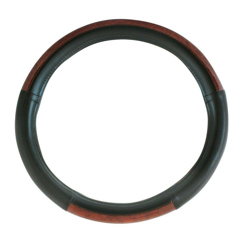 54006 18" inch universal steering wheel cover truck semi black leather dark wood 54006 steering wheel Dark Slate Gray