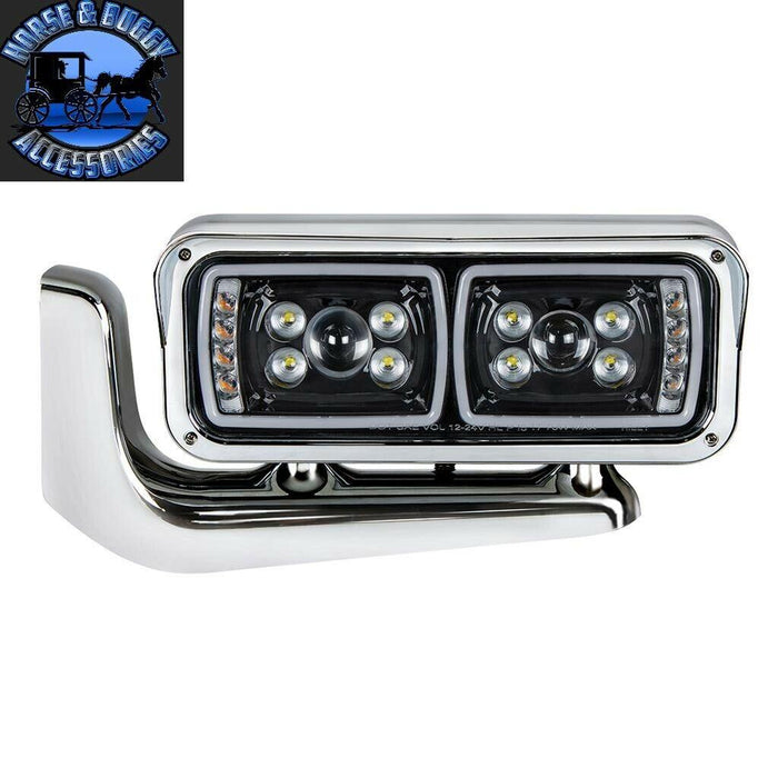 Light Gray All LED blackout Peterbilt 389 379 Headlights Full Assembly w/Mounting Arms (sold individually) HEADLIGHT DRIVER SIDE,PASSENGER SIDE