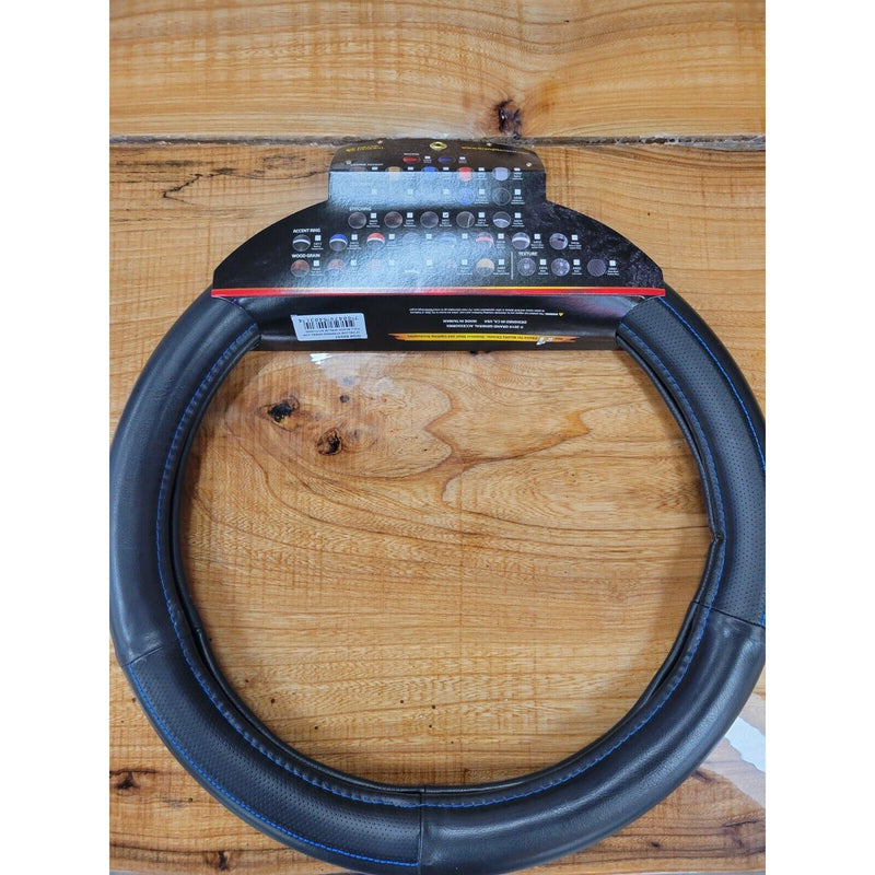 54031 18" deluxe pvc steering wheel cover w/BLUE stitching line universal truck 54031 steering wheel Rosy Brown