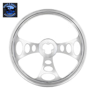 chrome billet aluminum semi truck steering wheel universal extra grip chopper UP-88160 steering wheel Light Gray