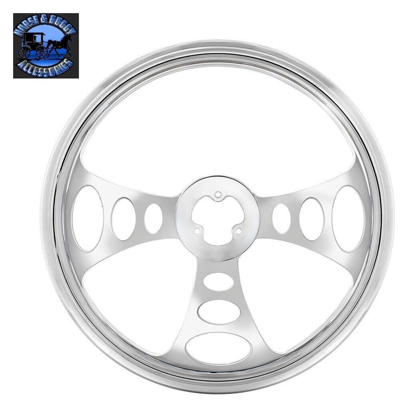chrome billet aluminum semi truck steering wheel universal extra grip chopper UP-88160 steering wheel Light Gray