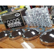 THUB-C5 Complete Trailer Hubcap & Nut Cover Kit – 33mm Push On Nut Covers | Dome Hubcaps | Chrome Metal REAR AXLE COVER Dim Gray