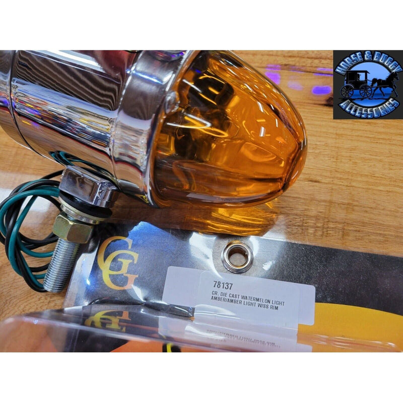 #78137 WATERMELON LIGHT AMBER GLASS DOUBLE FACE CHROME DIE CAST PEDESTAL LIGHT watermelon glass lens Sienna