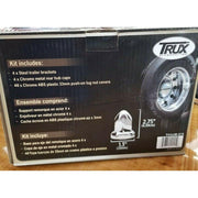 THUB-C5 Complete Trailer Hubcap & Nut Cover Kit – 33mm Push On Nut Covers | Dome Hubcaps | Chrome Metal REAR AXLE COVER Dark Slate Gray