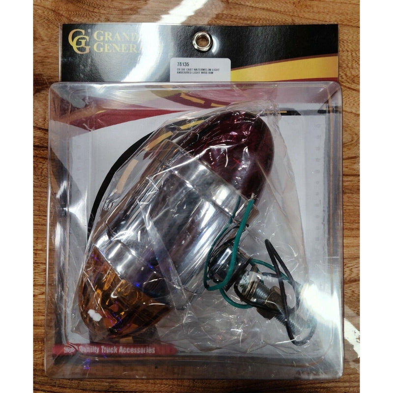 WATERMELON RED/AMBER GLASS LENS DOUBLE FACE CHROME DIE CAST PEDESTAL LIGHT #78135 watermelon glass lens Dim Gray