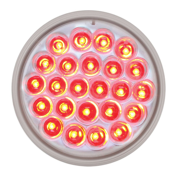 Gray 4" pearl grand general light led red/clear lens universal rubber grommet mount #78274bp 4" ROUND