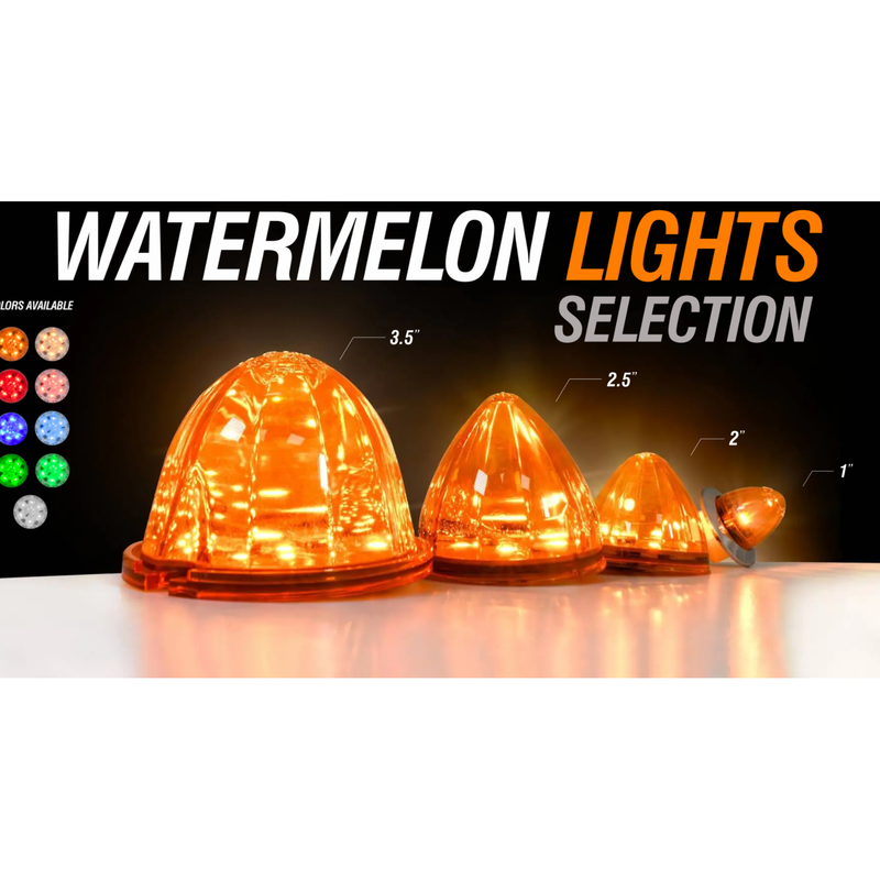2 1/2" Watermelon sealed led grommet mount watermelon sealed led amber/amber,amber/clear,red/red,red/clear,white/clear,blue/blue,blue/clear,green/green,green/clear Black